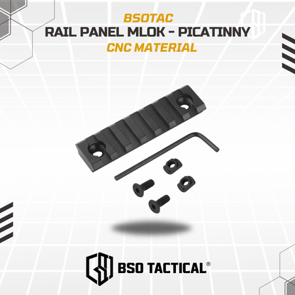 BD Tactical Rail Panel MLOK to Picatinny CNC for Optic Laser Flashlight Accesories - 3/5/7/9/11/13 Slot