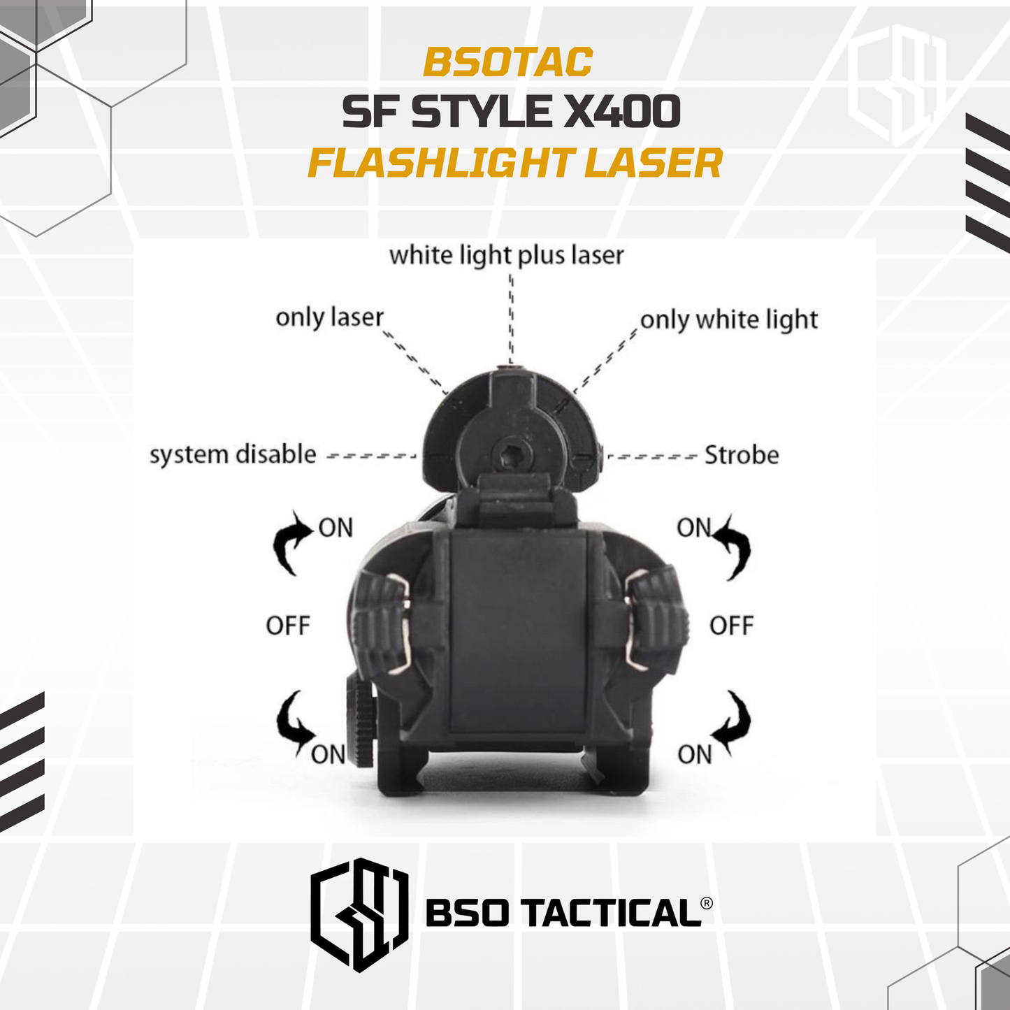 Senter Laser Combo SF Style X400 500 Lumens 20mm Rail Handgun LED Flashlight