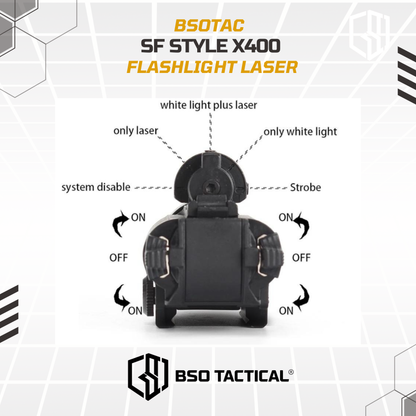 Senter Laser Combo SF Style X400 500 Lumens 20mm Rail Handgun LED Flashlight
