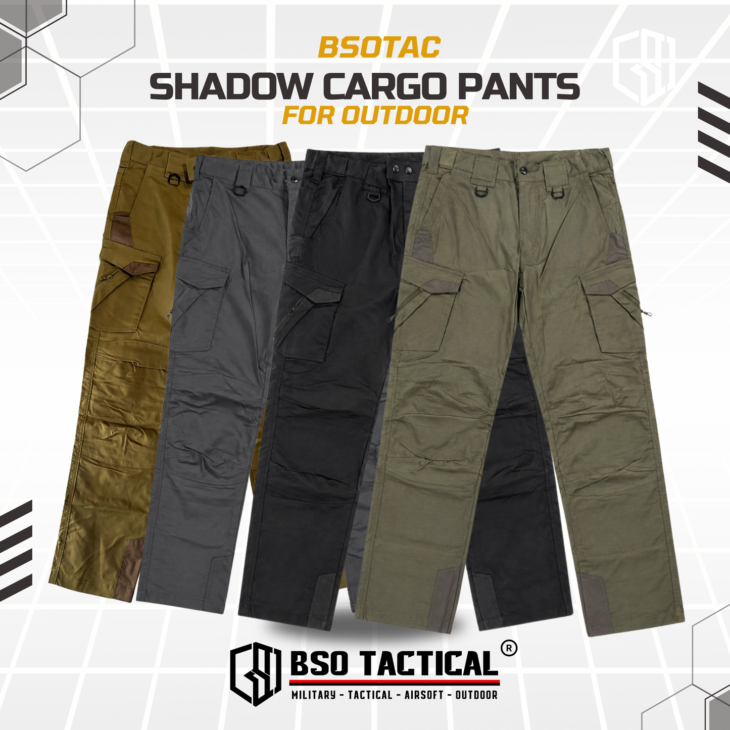BSOTAC Shadow Pants Celana Panjang Cargo Outdoor Hiking Casual