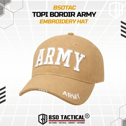 Topi Outdoor Bordir ARMY Embroidery Hat Casual Cap Adjustable Allsize