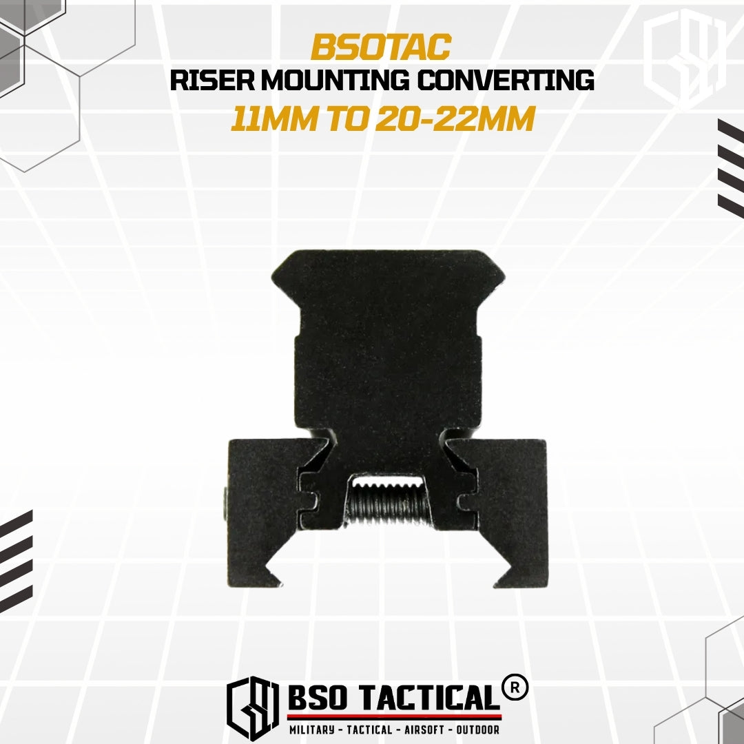 Riser Mounting Adapter Converting 11mm to 20-22mm Picatinny Rail Dull Metal Default