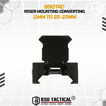 Riser Mounting Adapter Converting 11mm to 20-22mm Picatinny Rail Dull Metal Default