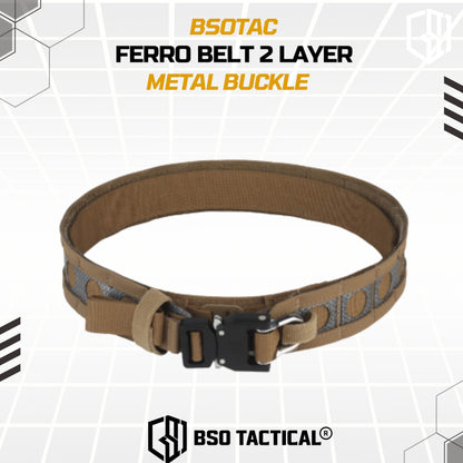 Ferro Style Bison Tactical Belt 2 Layer Quick Detach Metal Buckle IPSC Outdoor Multicam & Black 500D CORDURA Nylon Ringan dan Profil Rendah