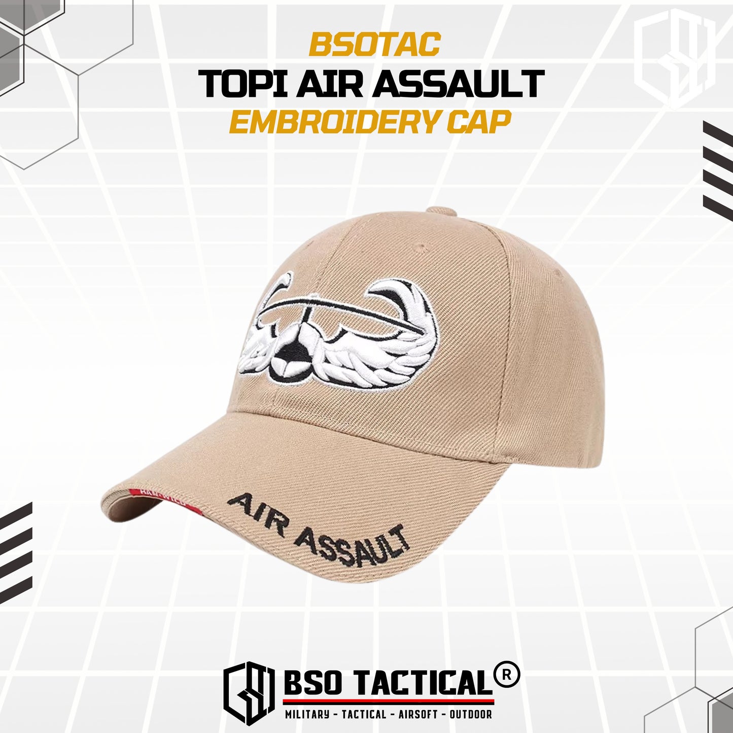Topi Bordir Air Assault Tactical Hat Embroidery Cap Outdoor