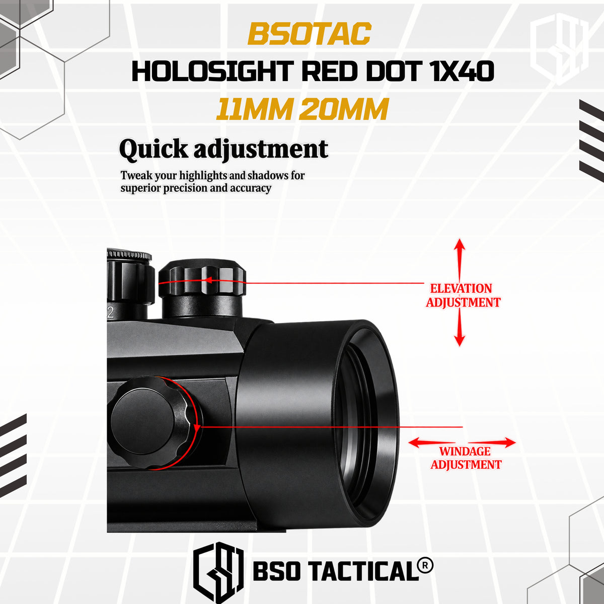 Holosight Red Dot 1x40 Hunting Sight 11mm 20mm Mounting Riflescope