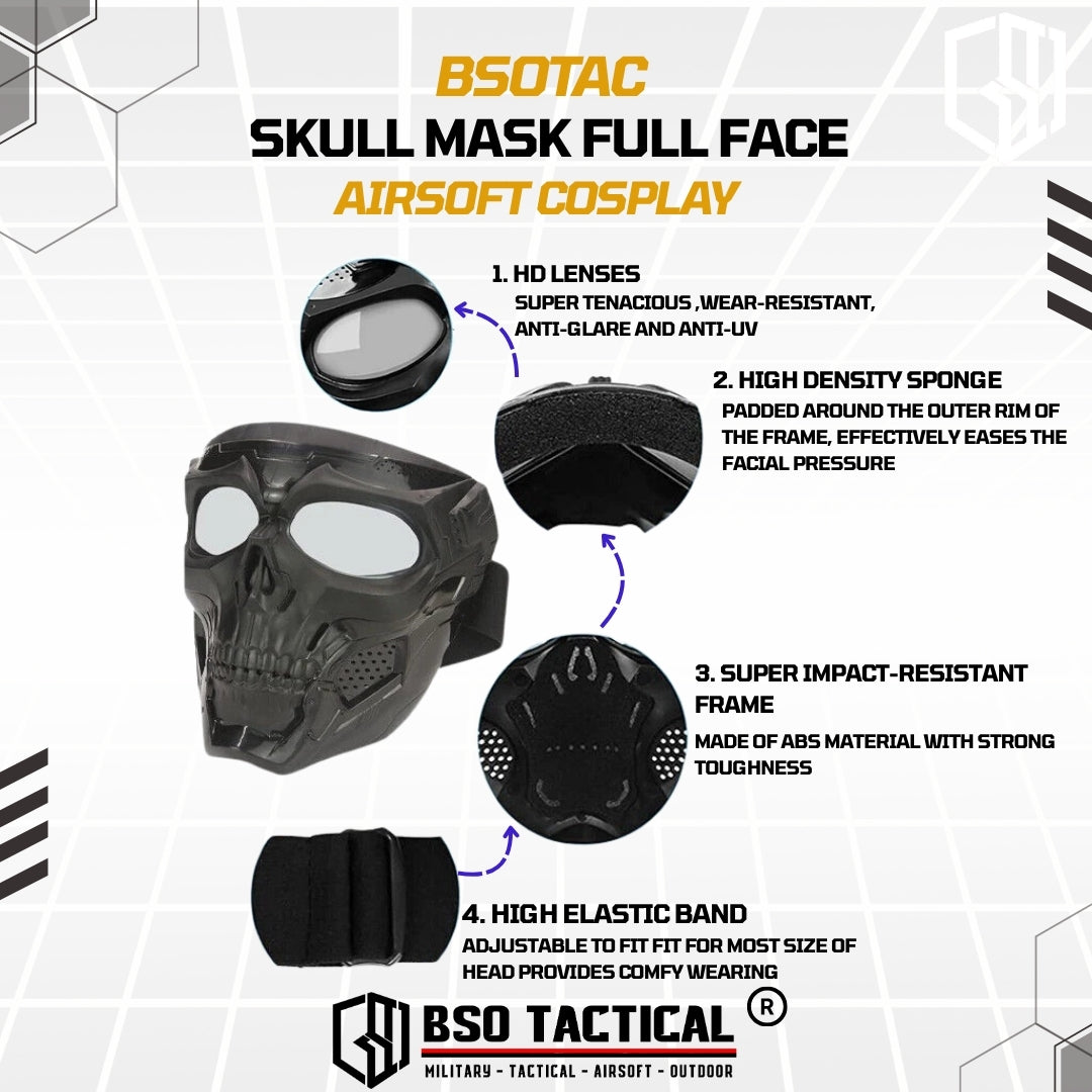 Masker Skull Tactical Outdoor Mask Topeng Full Face Tengkorak Mask for Outdoor Cosplay
