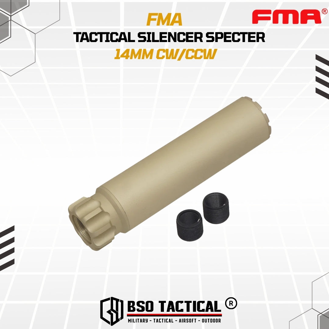 FMA Tactical Airsoft Silencer SPECTER Style 14mm CW CCW Alumunium