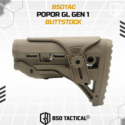 BD Tactical Popor Core CP Style G1 for AEG GBBR Polymer Buttstock with Cheek Riser