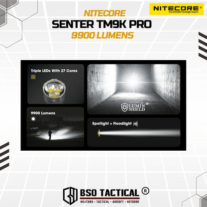 NITECORE Senter LED Tactical Flashlight UHi 40 IP68 9900 Lumens - TM9K PRO