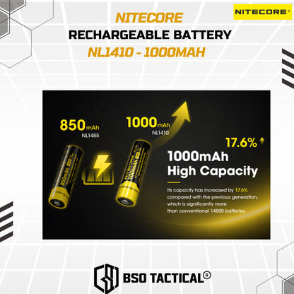 Nitecore Battery 14500 Rechargeable 1000mah Li Ion 3.7V ORIGINAL Batre Baterai