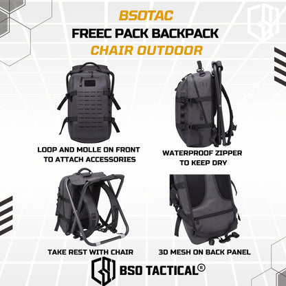 Freec Pack Tactical Outdoor Backpack Chair Camping Hiking Bag Molle