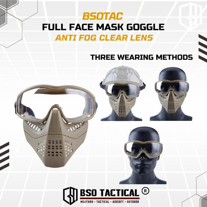BD Tactical Full Face Mask Goggle Anti Fog Clear Lens - BD6491