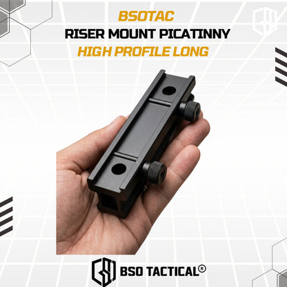 Riser Mount Picatinny High Profile Long CNC for Optic Scope Mounting Peninggi Rail