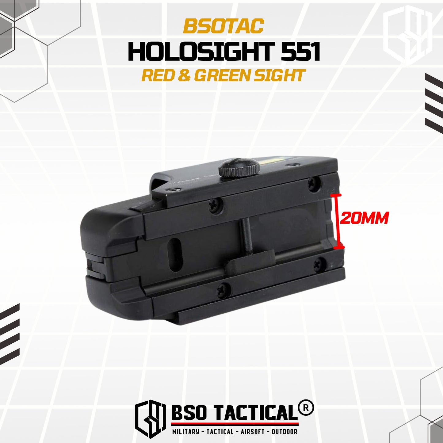 Holosight 551 Style Picatinny Full Metal Red Green Dot Scope Sight for Toys