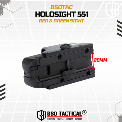 Holosight 551 Style Picatinny Full Metal Red Green Dot Scope Sight for Toys