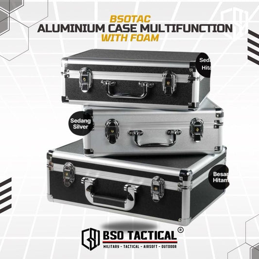 Koper Portable Multifungsi Alumunium Safety Tool Box with Key Precut Foam Case