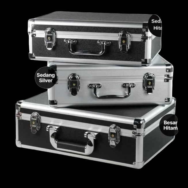 Koper Portable Multifungsi Alumunium Safety Tool Box with Key Precut Foam Case