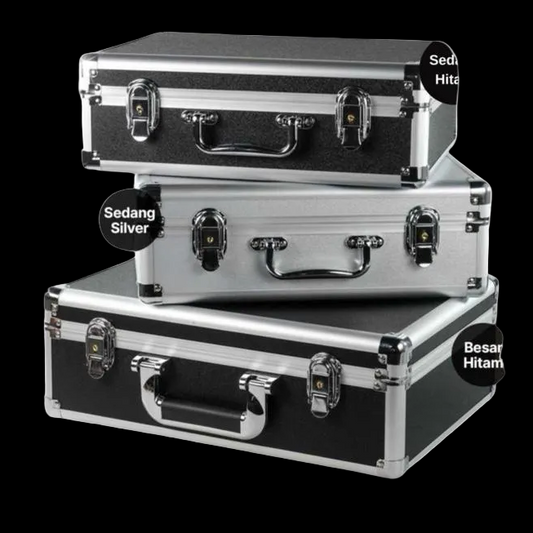 Koper Portable Multifungsi Alumunium Safety Tool Box with Key Precut Foam Case