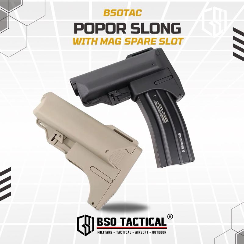 Popor Tactical Slong Style With Mag Spare Slot for Airsoft AEG GBBR WGB Buttstock