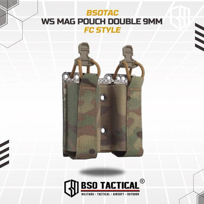 WS Double Pouch FC Style Molle System for 9mm Tactical Dual Slot for MG Flashlight EDC Gear Outdoor