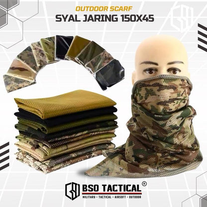 Syal Jaring Breathable Shemagh 150cm x 45cm Face Neck Protection