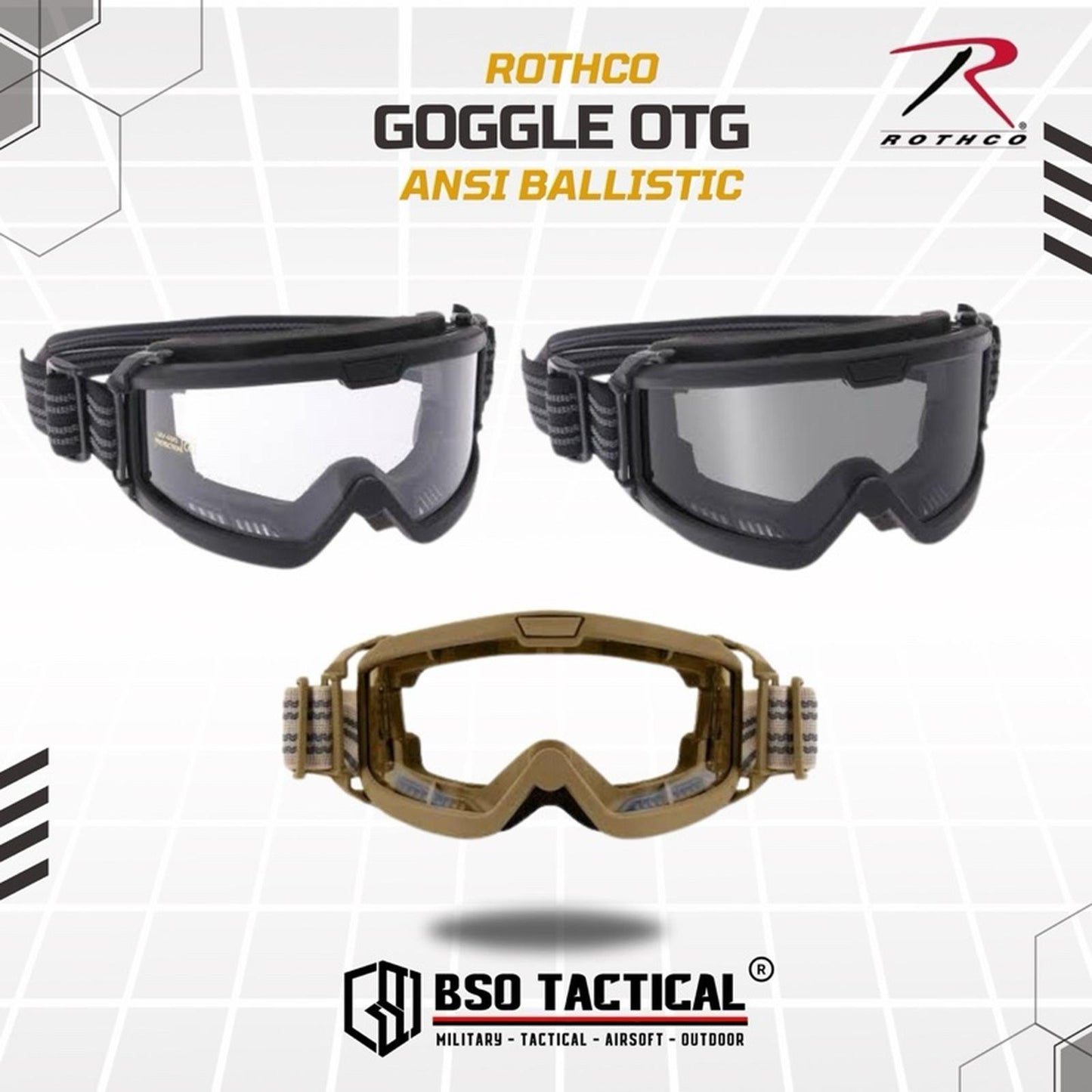 Goggle Tactical Rothco OTG ANSI Thick Goggles Wide Frame Safety Eye Protection