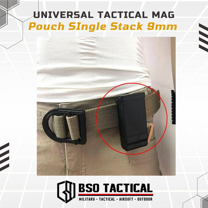 Universal Tactical Mag Pouch SIngle Stack 9mm with Belt Clip