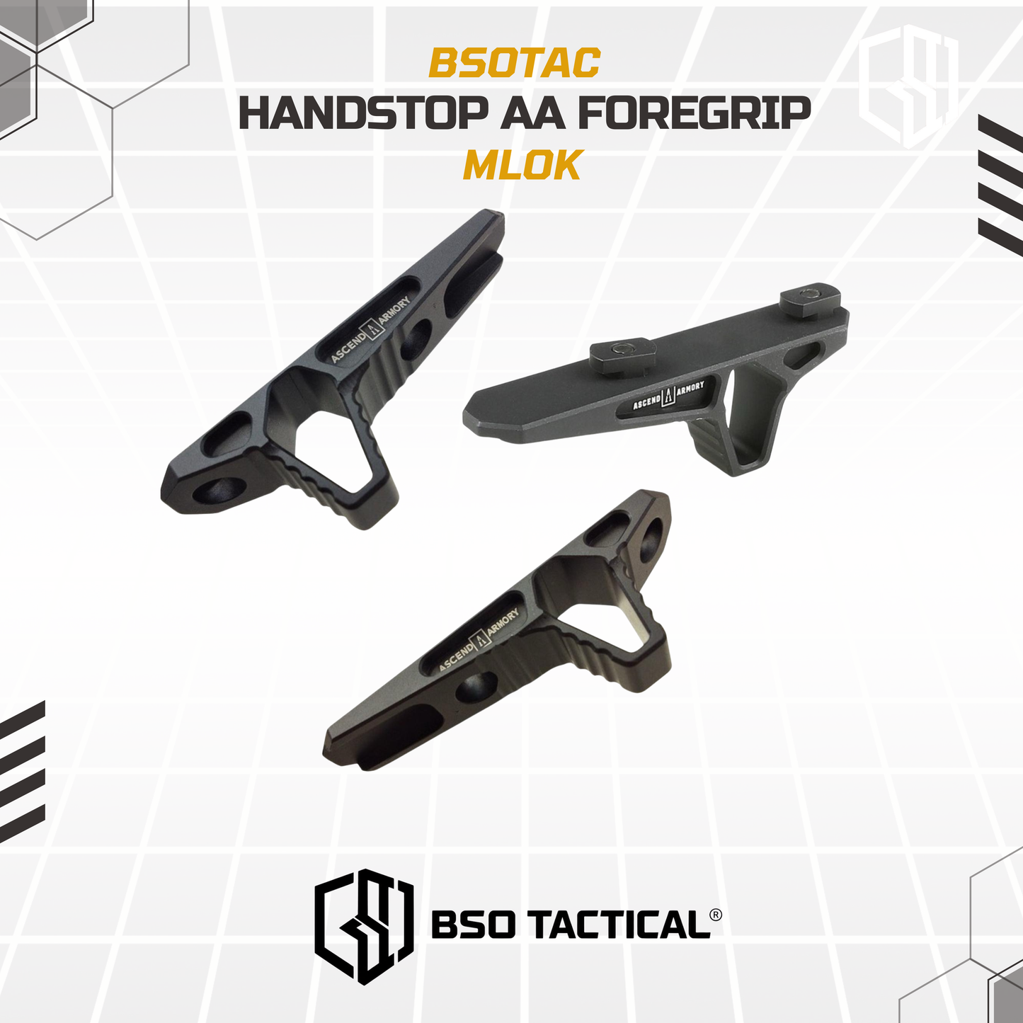 Handstop Kit AA Style Triangle CNC Angled Tactical Foregrip MLOK
