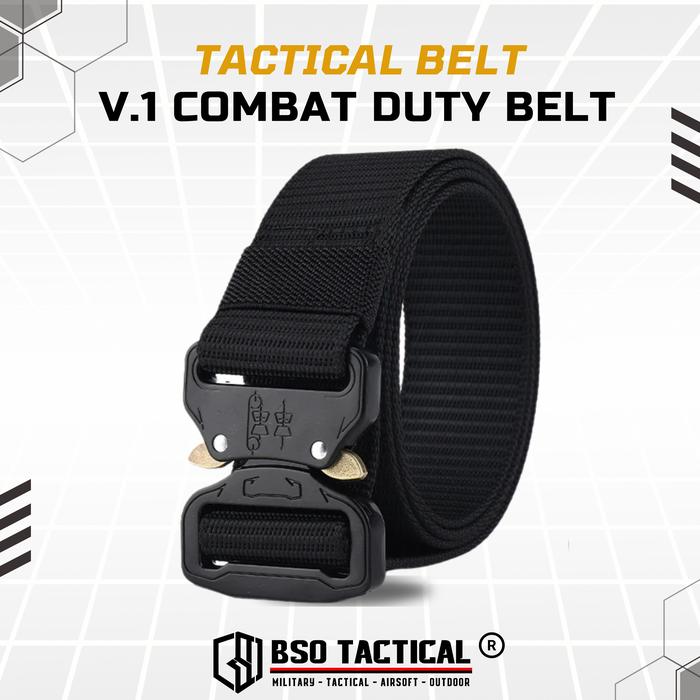 Ikat Pinggang Tactical Style V.1 Outdoor Duty Belt Metal Buckle Hitam dengan Bahan Nylon Quick Dry dan Desain Tanpa Lubang