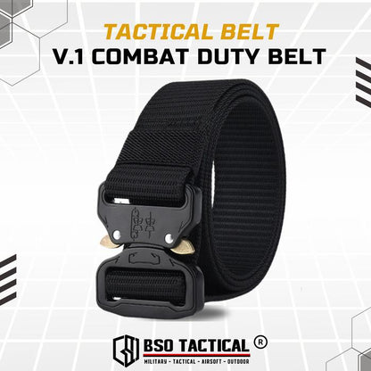Ikat Pinggang Tactical Style V.1 Outdoor Duty Belt Metal Buckle Hitam dengan Bahan Nylon Quick Dry dan Desain Tanpa Lubang