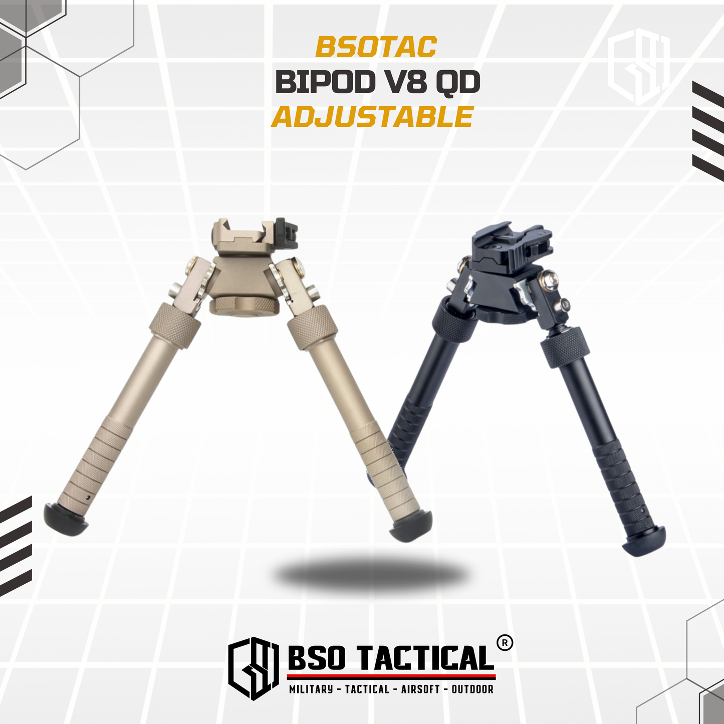 Bipod Atlas V8 QD Picatinny Adjustable Height & Rotating
