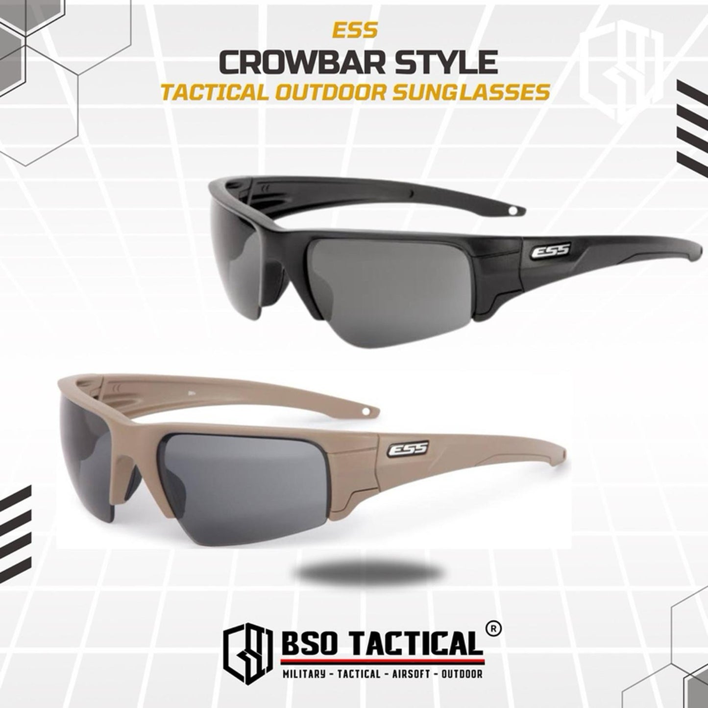 Kacamata Tactical ESS Crowbar Polarized 4 Lens Outdoor Sports Sunglasses