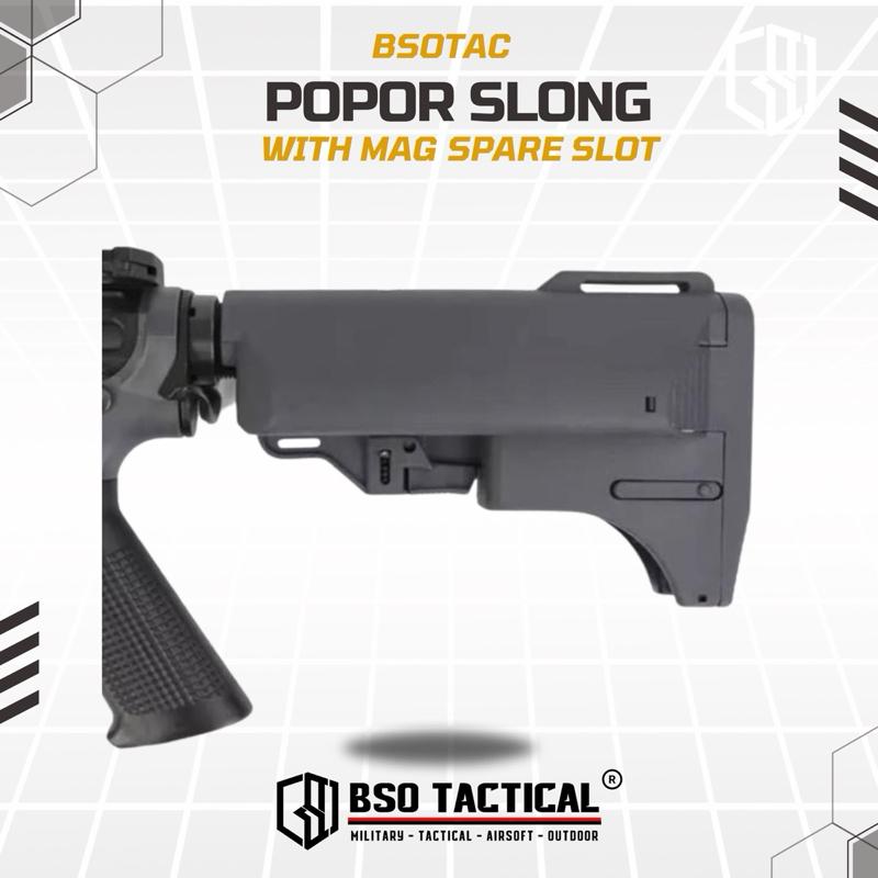 Popor Tactical Slong Style With Mag Spare Slot for Airsoft AEG GBBR WGB Buttstock