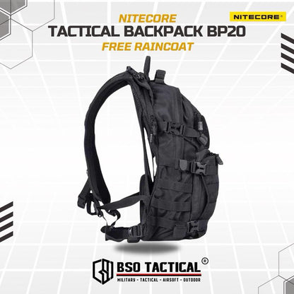 Tas Ransel Nitecore Tactical BP20 Outdoor Backpack Include Raincoat Bag ORIGINAL