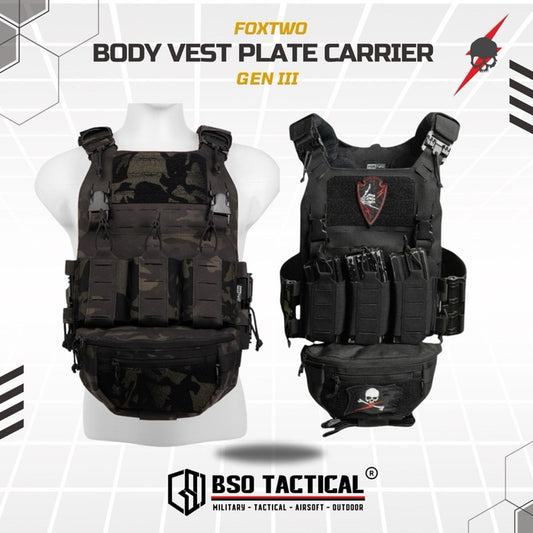 FOX TWO Rompi Tactical Body Vest Gen III Molle Laser Cutting Set Plate Carrier ORIGINAL Foxtwo