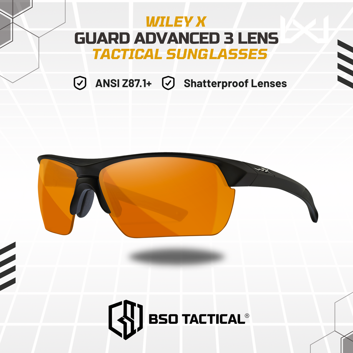 Kacamata Wiley X WX Guard Advanced 3 Lens Outdoor Sunglasses - ORIGINAL