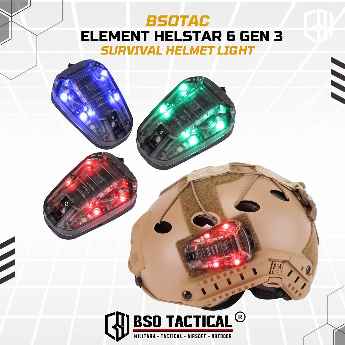 Lampu Outdoor Light Helstar 6 Gen 3 Survival Helmet Light Signal Lamp