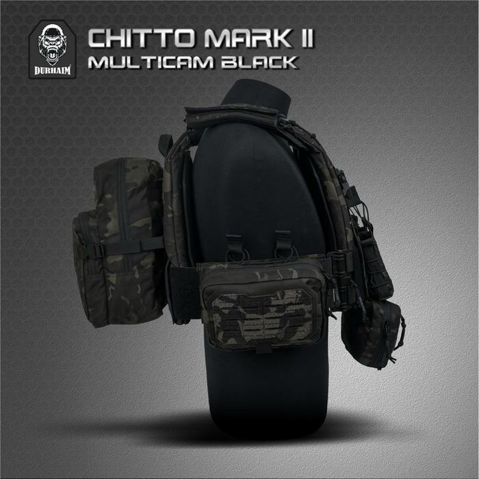 Durhaim Chitto Mark II Plate Carrier Tactical Vest Multicam Black Full Set Rompi Outdoor - ORIGINAL
