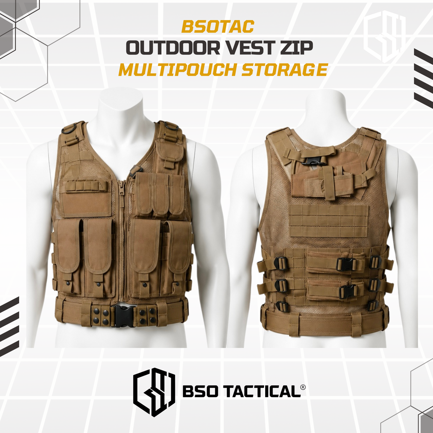 Rompi Outdoor ZIP Nets Tactical Vest Multifunctional Body Protection