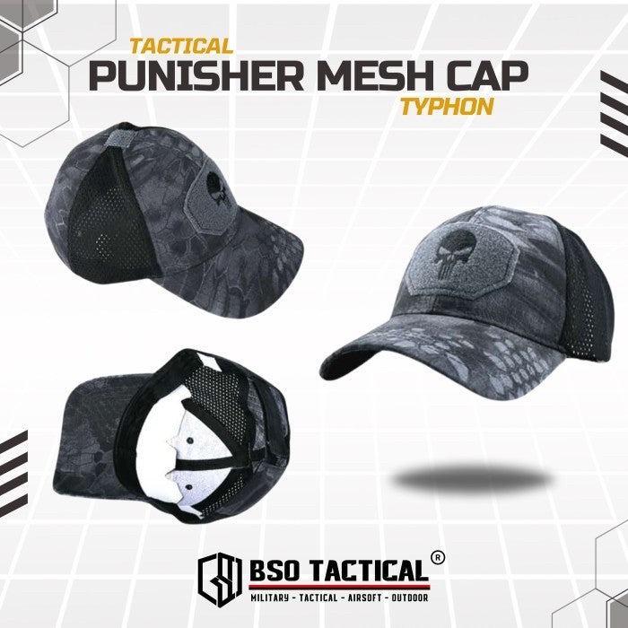 Topi Velkro Punisher Tactical Outdoor Mesh Hat Ripstop Allsize