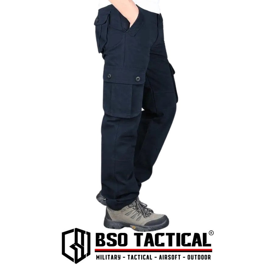 Celana Outdoor Cargo Long Tactical Pants Canvas 6 Pockets Casual Loose Pria Panjang Army