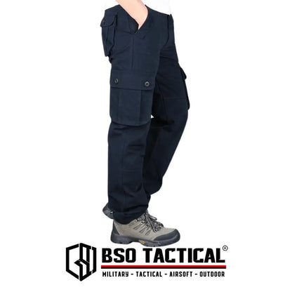 Celana Outdoor Cargo Long Tactical Pants Canvas 6 Pockets Casual Loose Pria Panjang Army