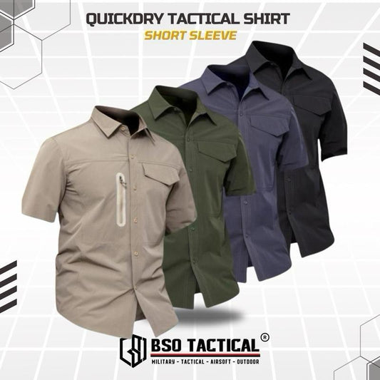 Kemeja Parasut Tactical Quick Dry Combat Short Sleeve Shirt Army Stretch Outdoor Pria Soft Casual Basic