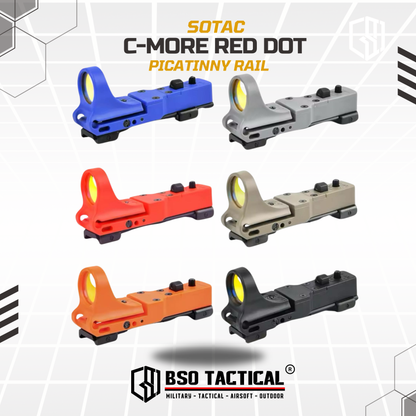 SOETAC C-More Tactical Reflex CMORE Red Dot Scope Sight With Picatinny Rail