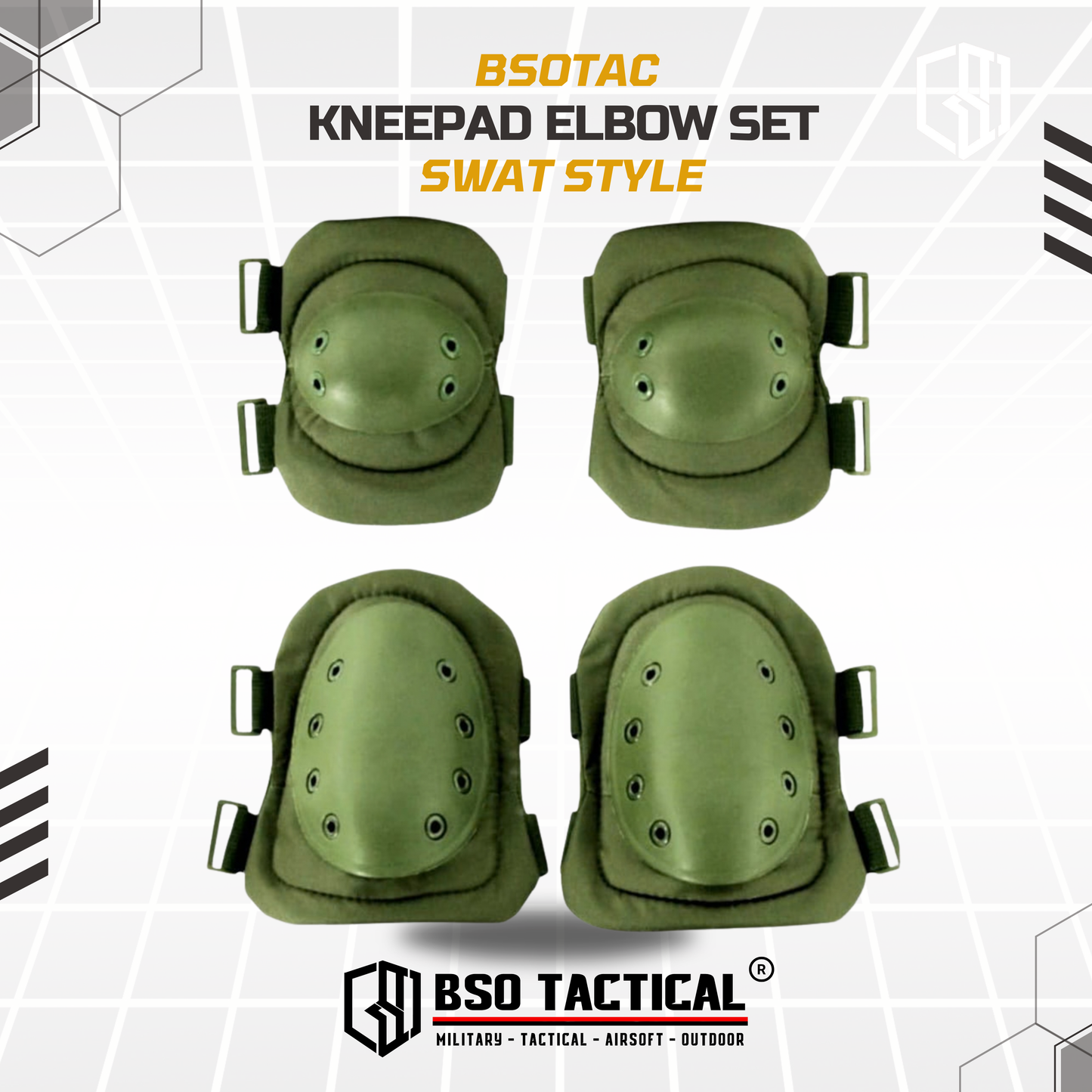 Kneepad Elbow Set Tactical Outdood Pad SWAT Style