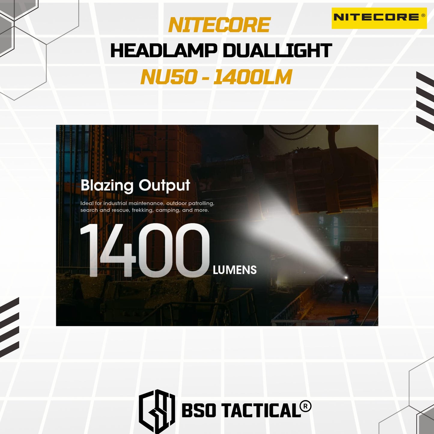 NITECORE NU50 Senter Kepala Headlamp Duallight IP68 1400LM 4000Mah - ORIGINAL