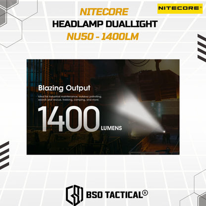 NITECORE NU50 Senter Kepala Headlamp Duallight IP68 1400LM 4000Mah - ORIGINAL
