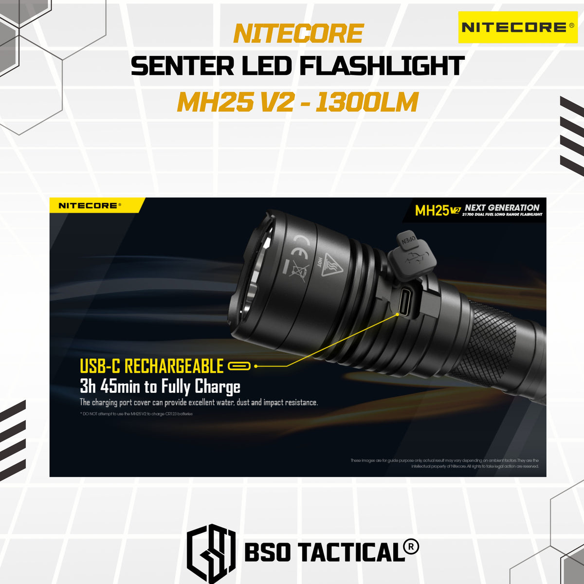 NITECORE Senter LED Flashlight Waterproof IP68 1300 Lumens - MH25 V2