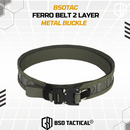 Ferro Style Bison Tactical Belt 2 Layer Quick Detach Metal Buckle IPSC Outdoor Multicam & Black 500D CORDURA Nylon Ringan dan Profil Rendah